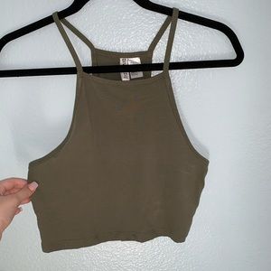 green racerback crop top
